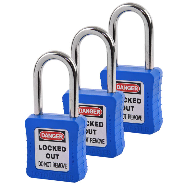 Safety Lockout Padlocks 3 Master Keyed 38mm Blue