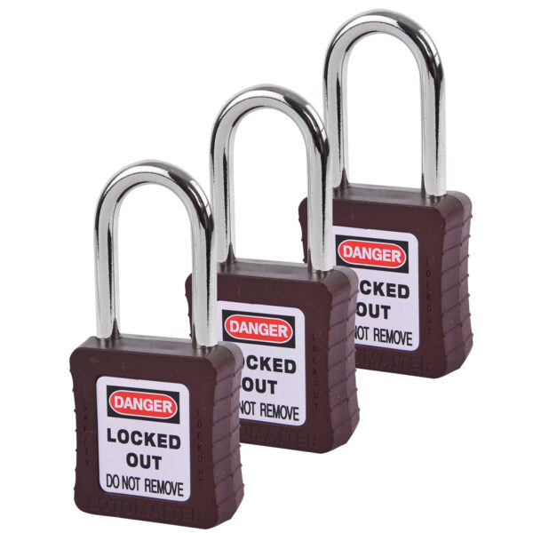 Safety Lockout Padlocks 3 Master Keyed 38mm Brown