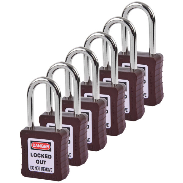 Safety Lockout Padlocks 6 Master Keyed 38mm Brown