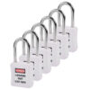 Safety Lockout Padlocks 6 Master Keyed 38mm White