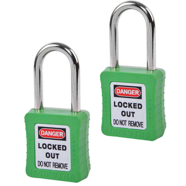 Safety Lockout Padlocks 2 Keyed Alike 38mm Green