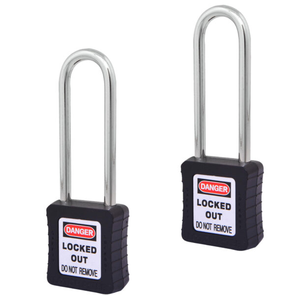 Safety Lockout Padlocks 2 Keyed Alike 75mm Black