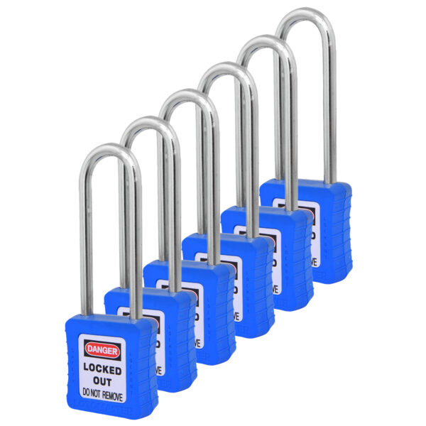 Safety Lockout Padlocks 6 Master Keyed 75mm Blue