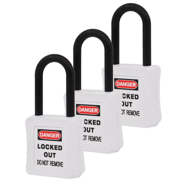 De-Electric Lockout Padlocks 3 Keyed Alike 38mm White