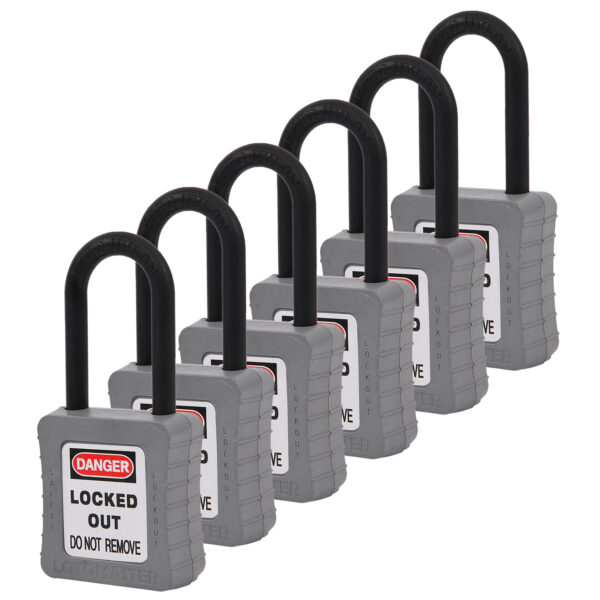 De-Electric Lockout Padlocks 6 Master Keyed 38mm Grey