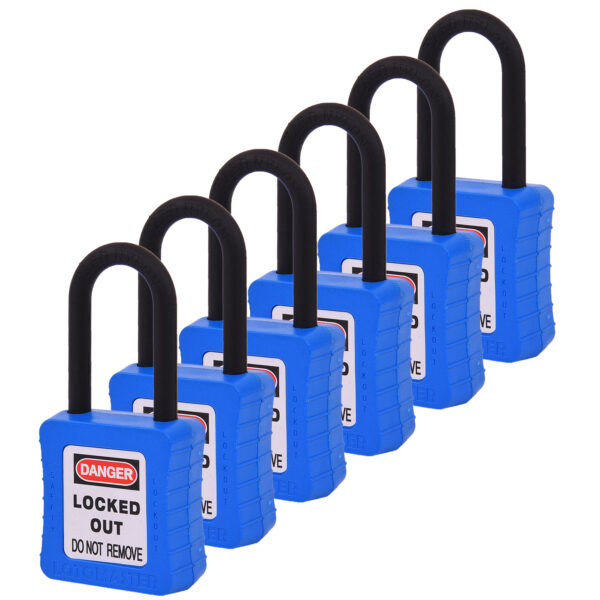 De-Electric Lockout Padlocks 6 Master Keyed 38mm Blue