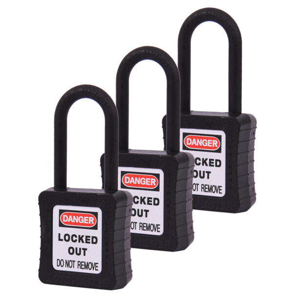 De-Electric Lockout Padlocks 3 Master Keyed 38mm Black