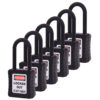 De-Electric Lockout Padlocks 6 Master Keyed 38mm Black